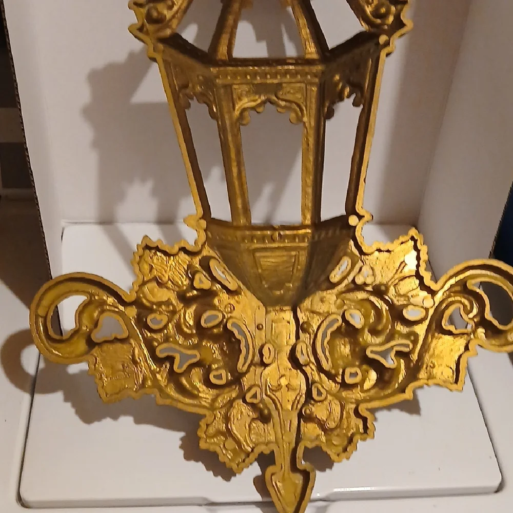 Vintage 80s Homco Gold Decorative Lantern Hollywood Regency Mcm Ornate Gold